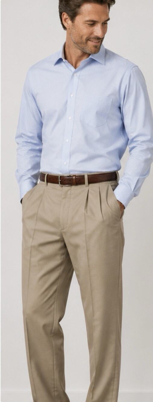 Louis Raphael Men’s Dress Pants Tan Pleated Wool Blend 34x32 Classic Fit